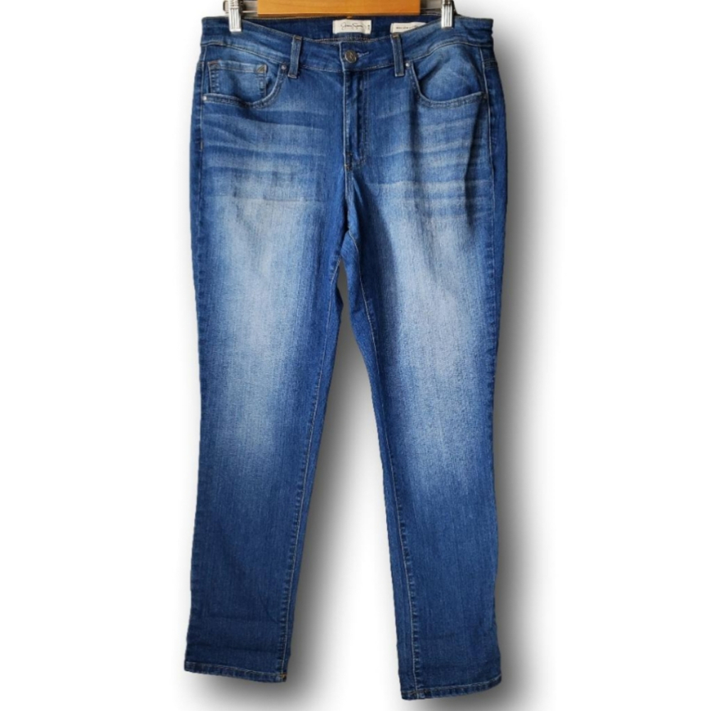 Jessica Simpson Mika Slim Girlfriend Cropped Jeans Indigo Blue Size 14W
